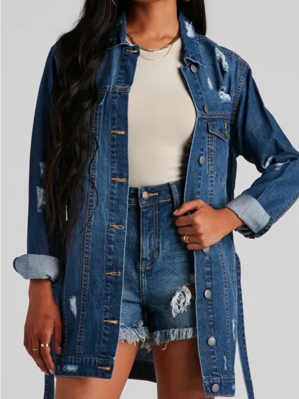 Windsor Distressed Dark Blue Denim Jacket